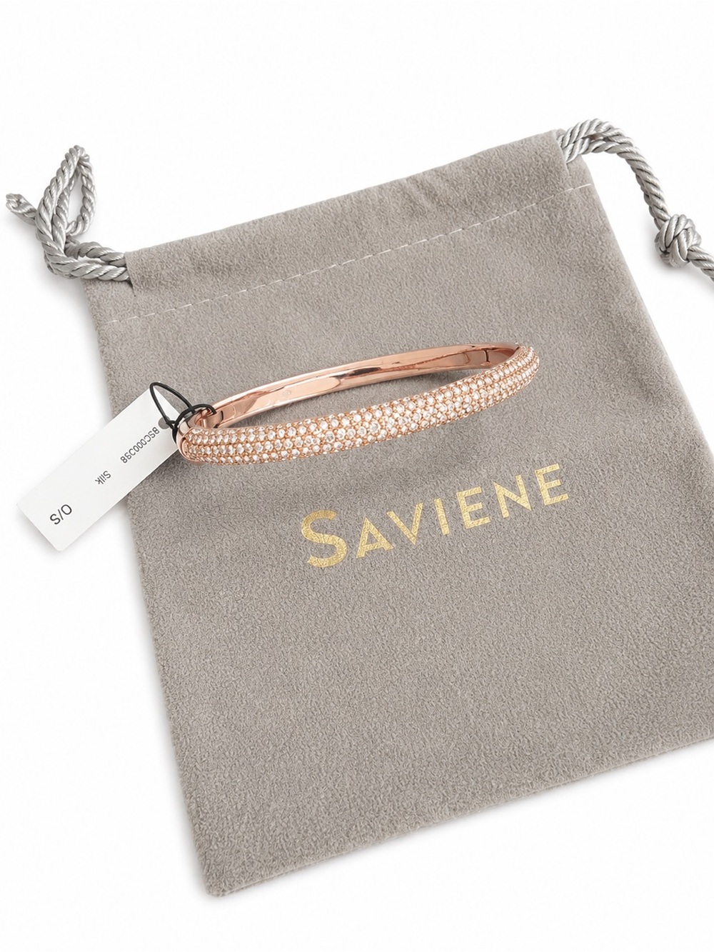 $179 VIa Saviene Rose Gold Pave Crystal Bangle Bracelet NWT